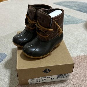 Sperry Kids Brown and Black Waterproof Duck Boots